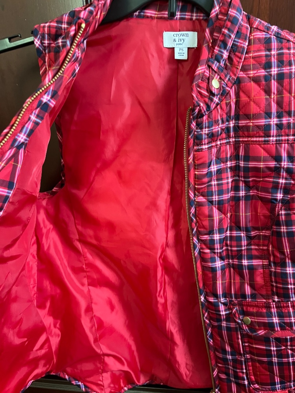 Crown and Ivy Plaid Vest ! New without tags ! Petite Small! - Picture 4 of 5